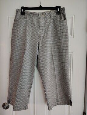Vintage Y2K Lee Houndstooth Cropped Pants Size 12M Blue Gingham Capris 2004